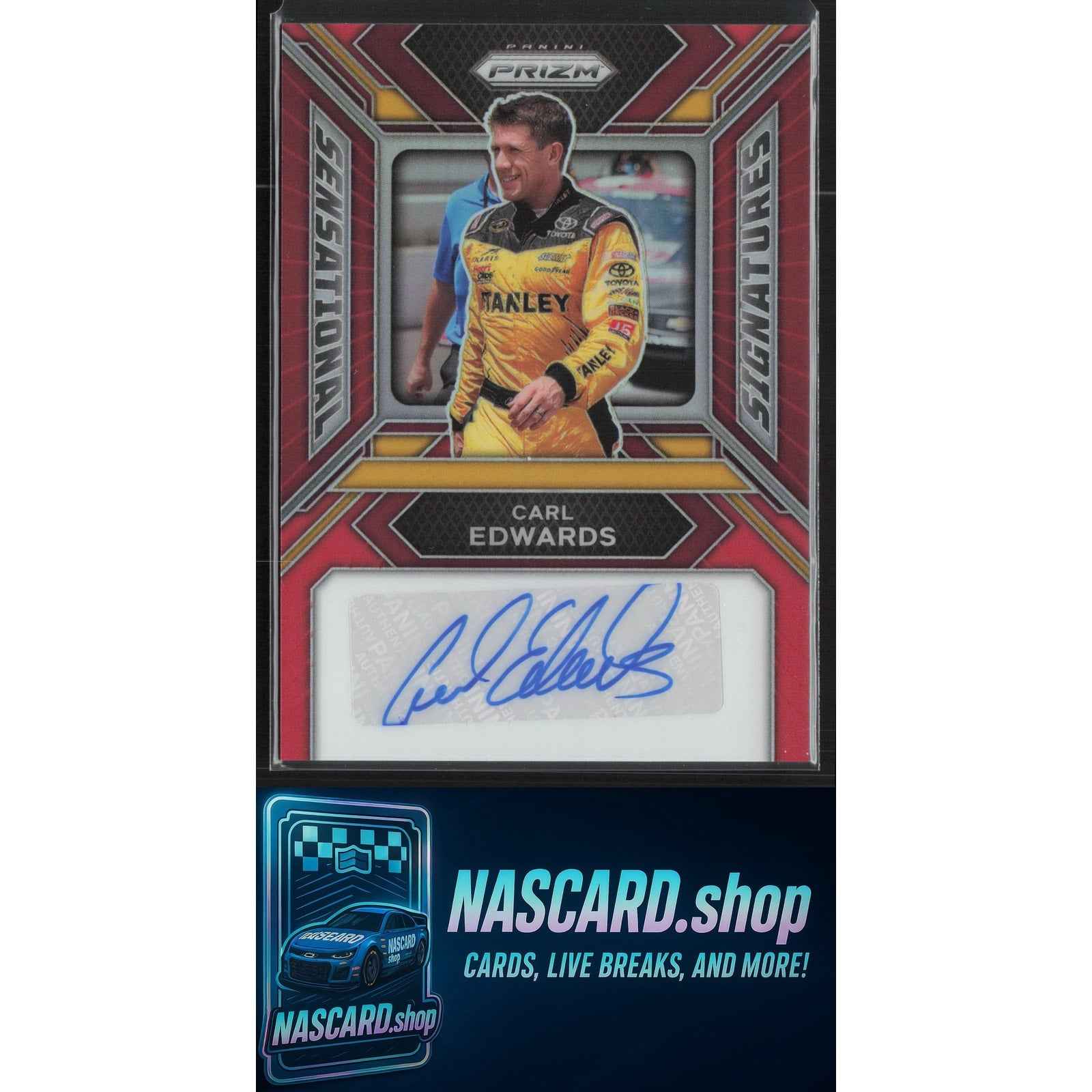 2024 Panini Prizm #SS-CES Carl Edwards Sensational Signatures Red #/75