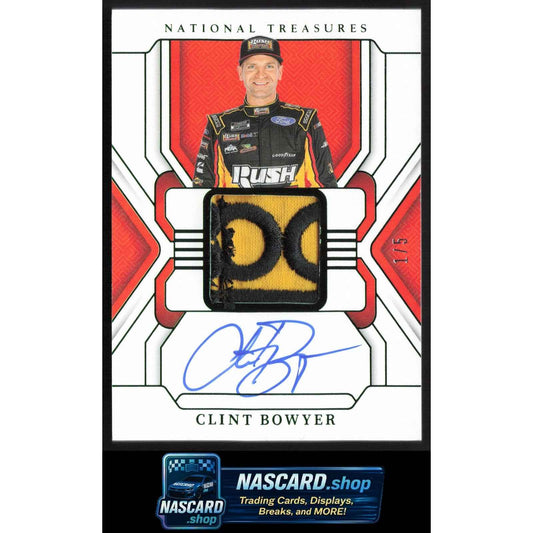 2025 Panini National Treasures Clint Bowyer Firesuit Signatures Green #1/5