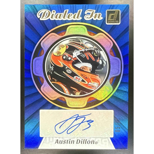 2024 Panini Donruss Austin Dillon #DIA-AD Dialed In Auto Blue /25