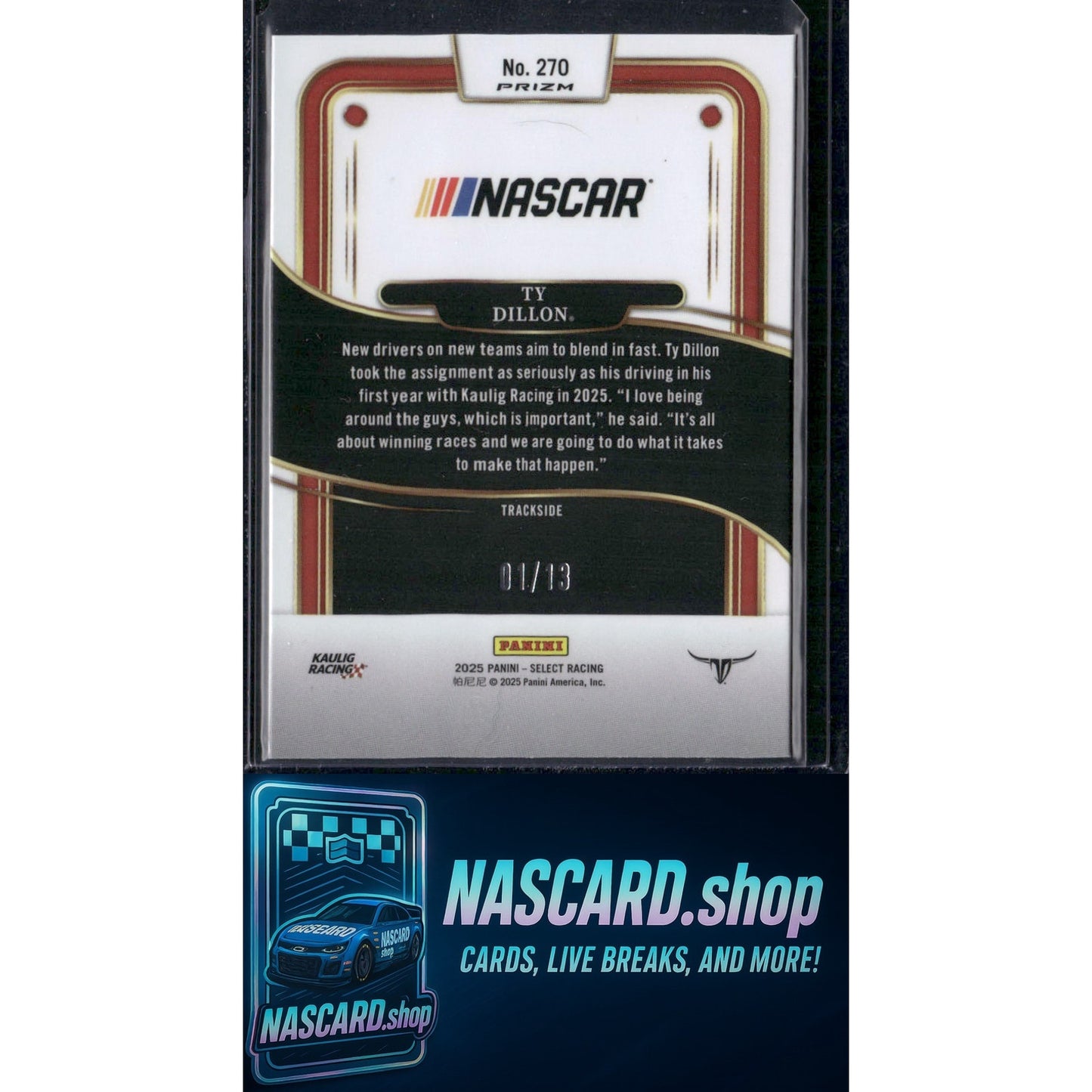 2025 Panini Select #270 Ty Dillon Gold Power Plaid #01/13 - Card Gorilla