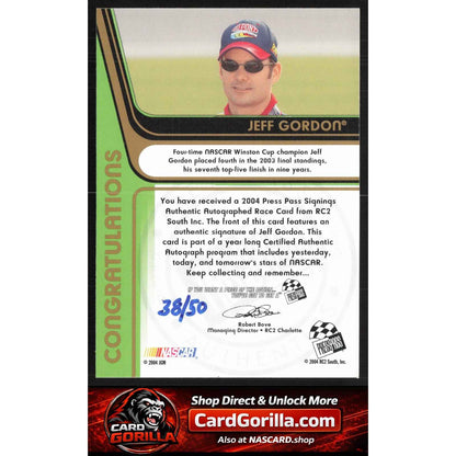2004 Press Pass #NNO Jeff Gordon Signings Gold #/50