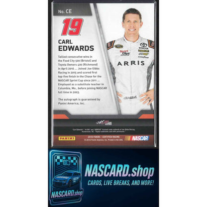2016 Panini Certified #CE Carl Edwards Certified Signatures Mirror Red #/25