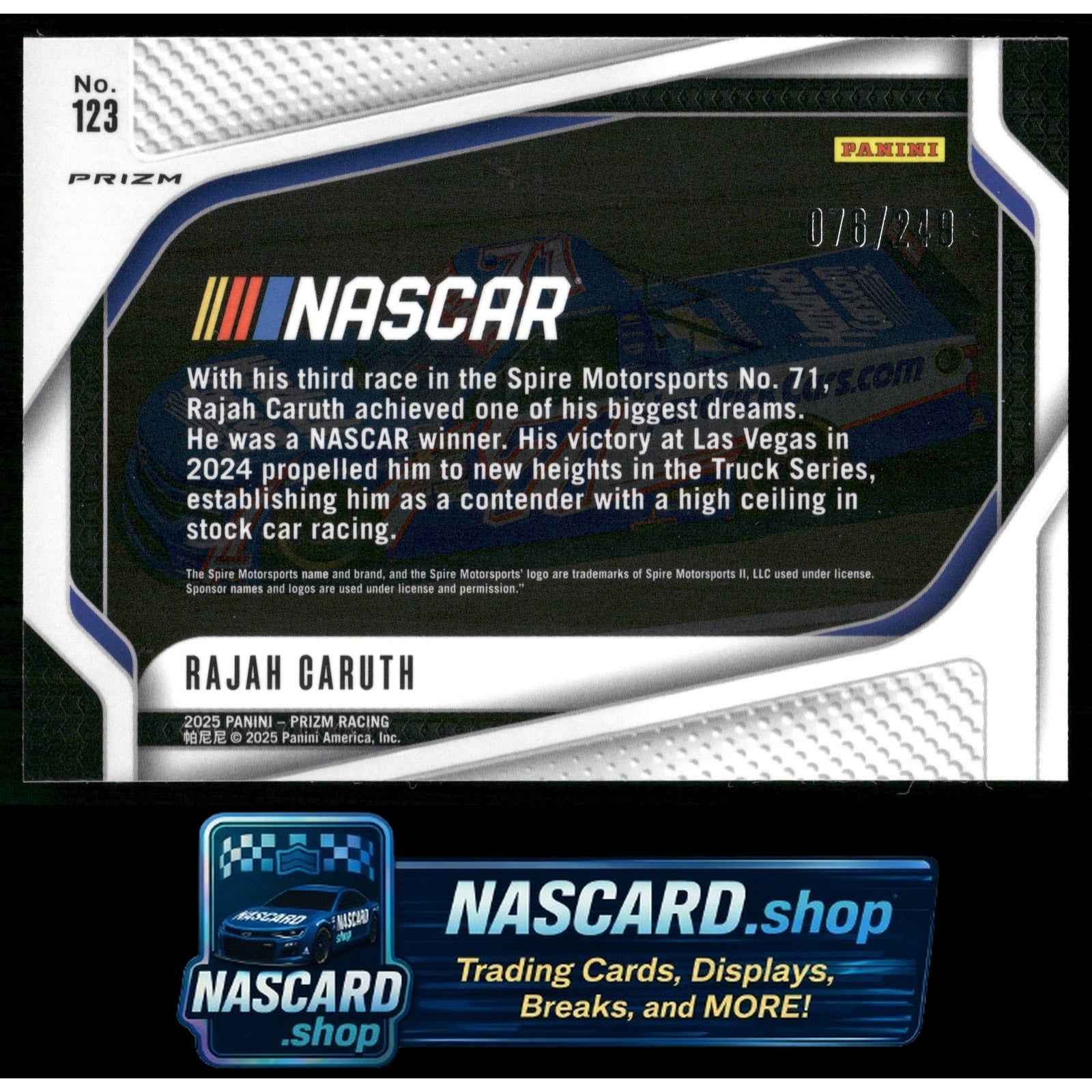2025 Panini Prizm #123 Rajah Caruth Red #/249