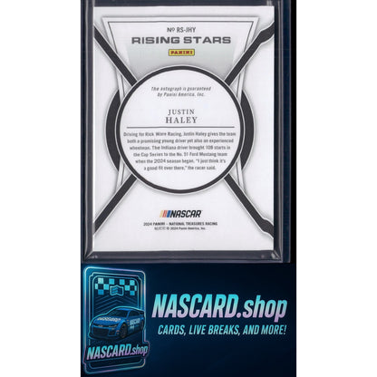 2024 Panini National Treasures #RS-JHY Justin Haley Rising Stars Holo Gold #/10 - NASCARD.shop