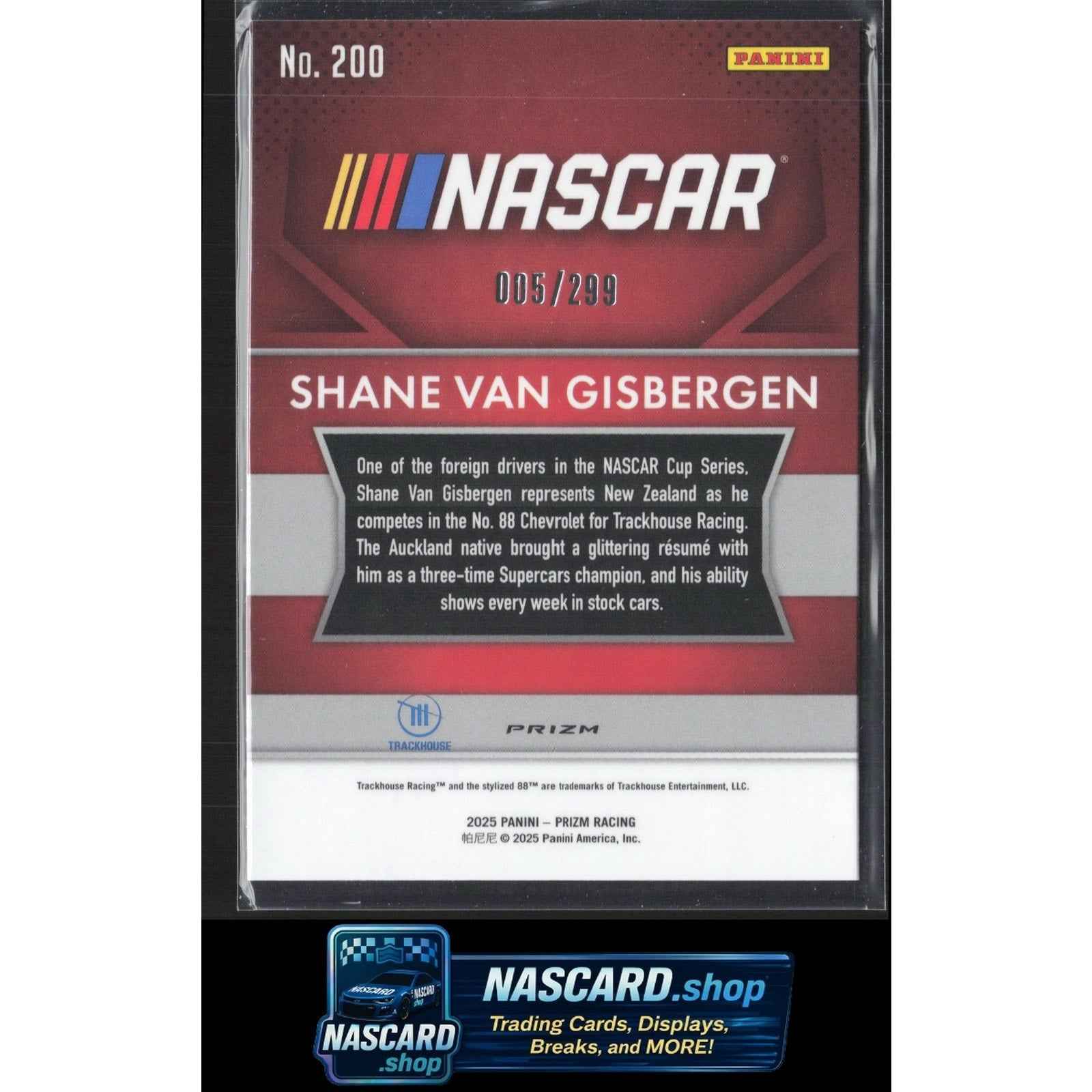 2025 Panini Prizm #200 Shane Van Gisbergen Pulsar #/299