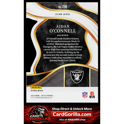 2023 Panini Select #298 Aidan O'Connell Black and Green Prizms Die Cuts