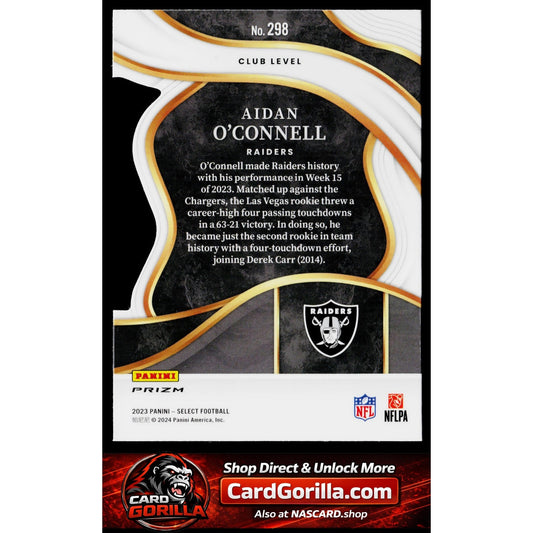 2023 Panini Select #298 Aidan O'Connell Black and Green Prizms Die Cuts