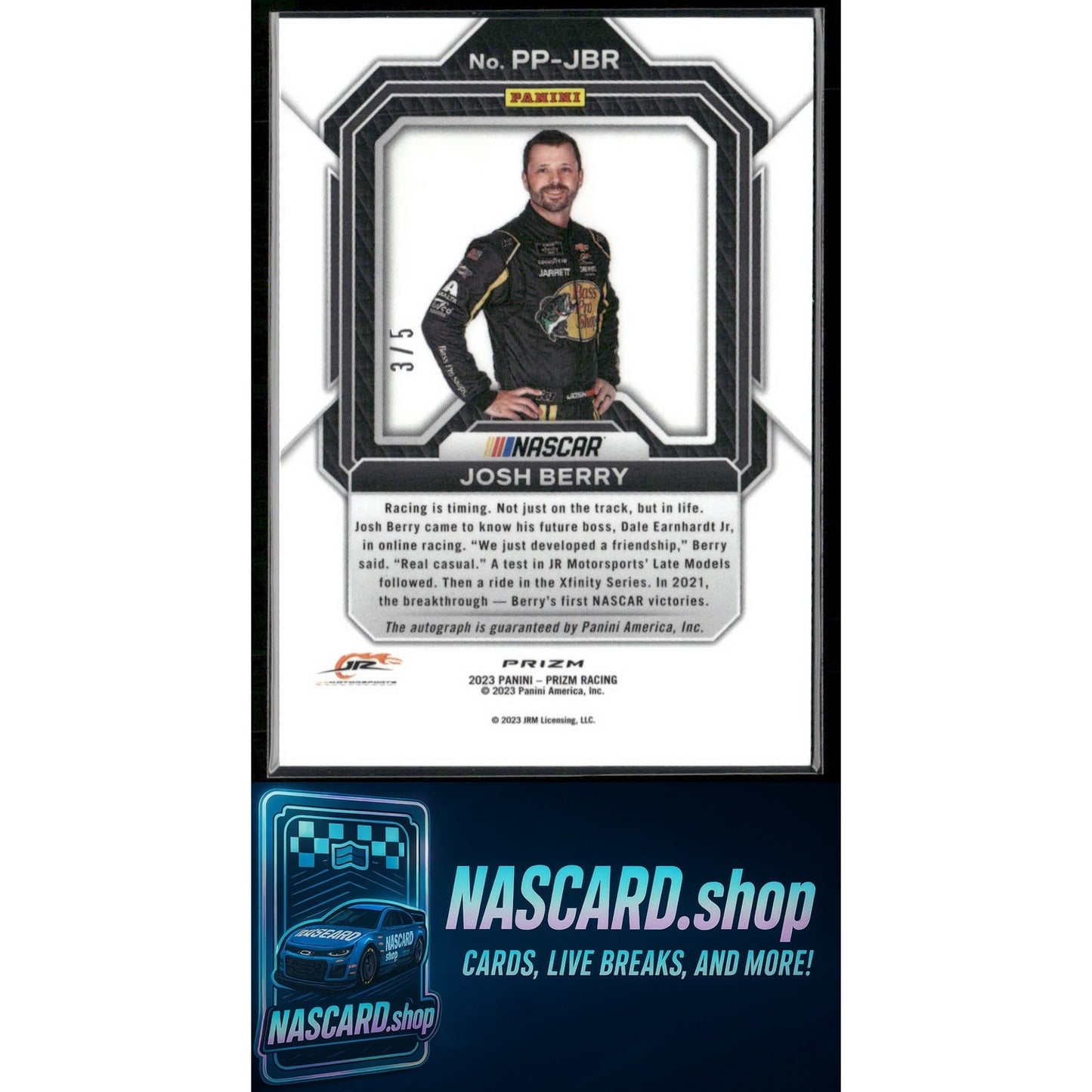 2023 Panini Prizm #PP-JBR Josh Berry Patented Penmanship White Prizm #/5 - Card Gorilla