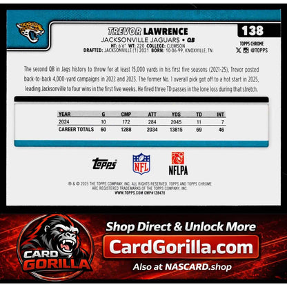 2025 Topps Chrome #138 Trevor Lawrence Team Camo