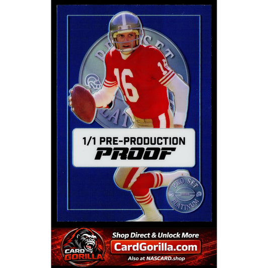2024 Pro Set Metal #NNO Joe Montana Retro Pre-Production Proofs #1/1