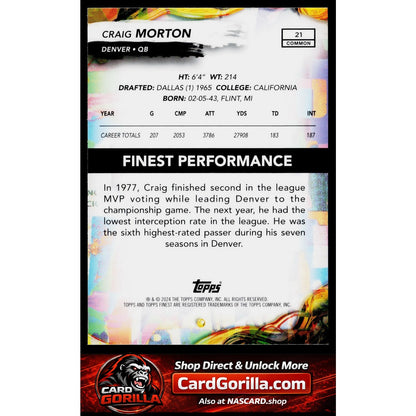 2024 Finest #21 Craig Morton Purple Refractor #/250