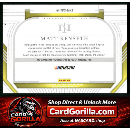 2024 Panini National Treasures Matt Kenseth Track Pass Signatures Green #5/5