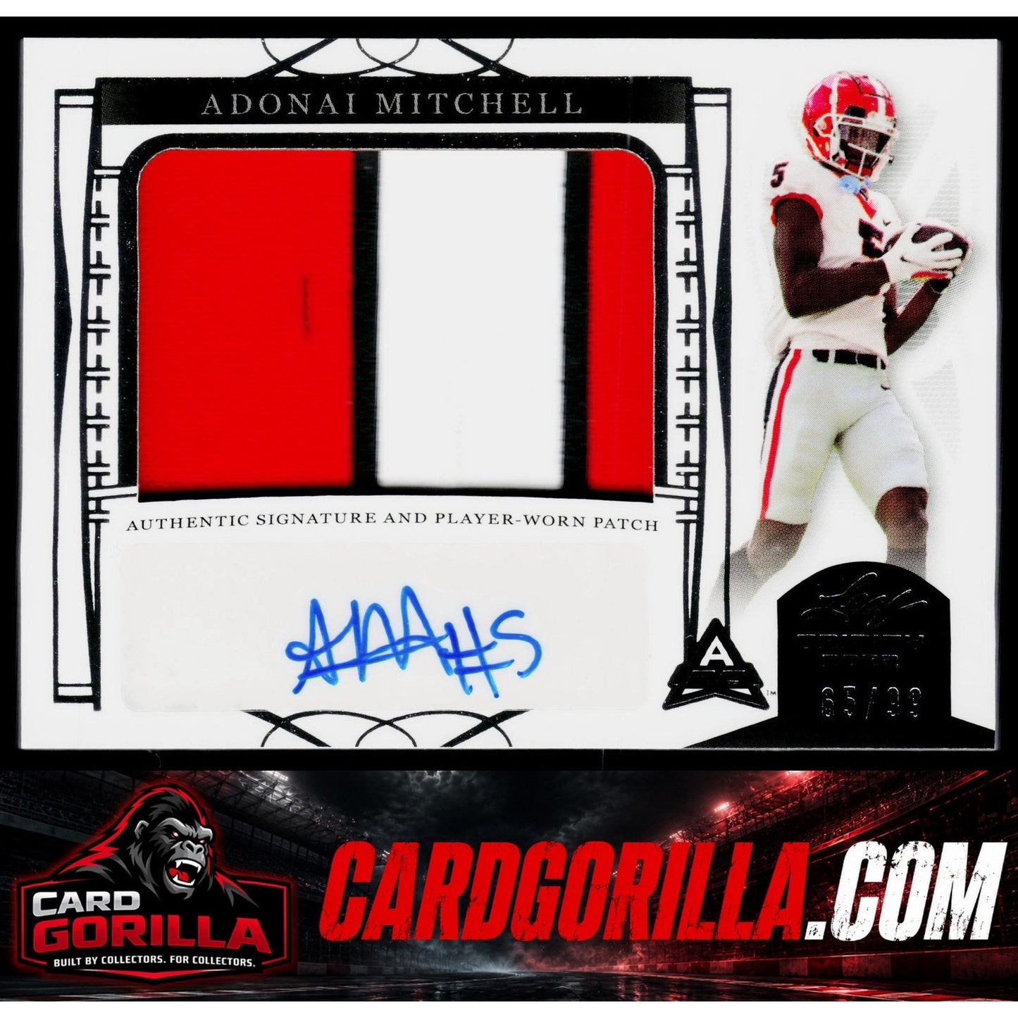 2022 Leaf Trinity #PA-AM1 Adonai Mitchell Player Worn Patch Auto Silver #/99