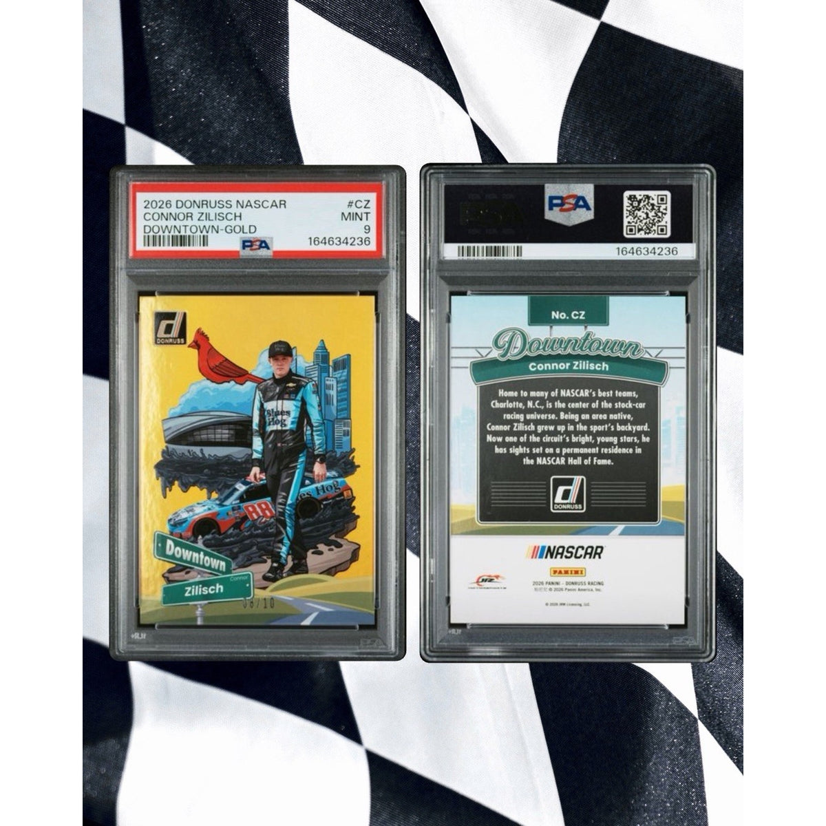2026 Panini Donruss NASCAR Connor Zilisch Gold Downtown #/10 PSA 9 MINT