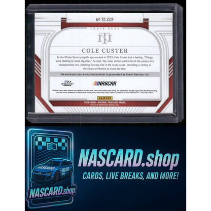 2024 Panini National Treasures #TG-CCR Cole Custer Track Gear #/99