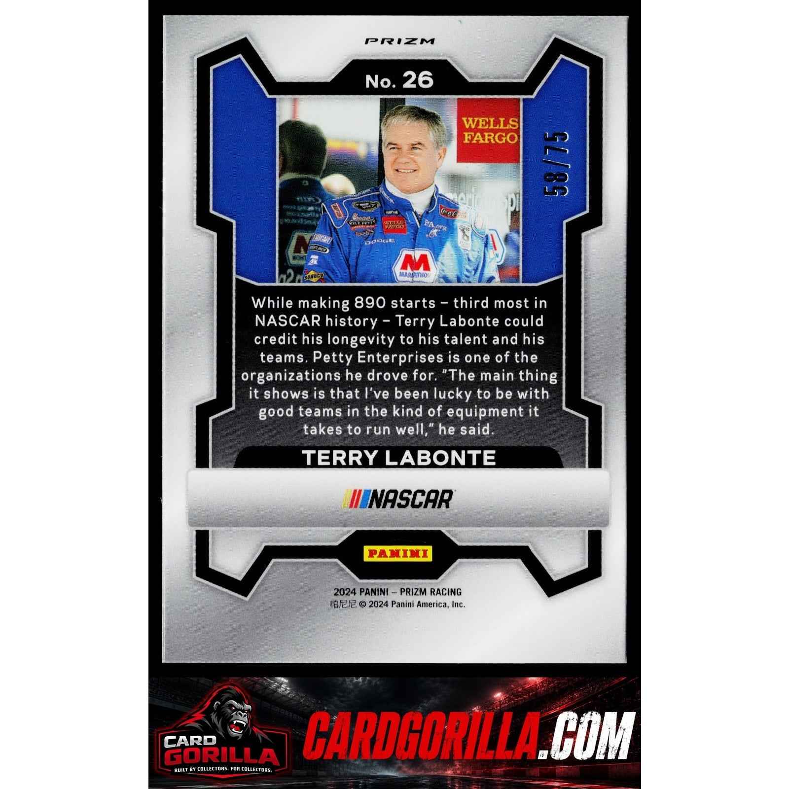 2024 Panini Prizm #26 Terry Labonte Checkered Flag #/75