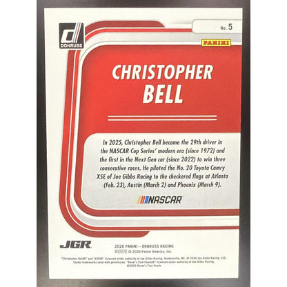 2026 Panini Donruss NASCAR Christopher Bell #5 Season Highlights Orange Ice /75