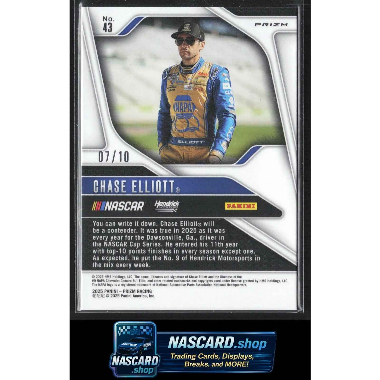 2025 Panini Prizm #43 Chase Elliott Blue Shimmer #/10