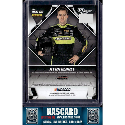 2019 Panini Victory Lane #DSS-RB Ryan Blaney Dual Swatch Signatures - NASCARD.shop