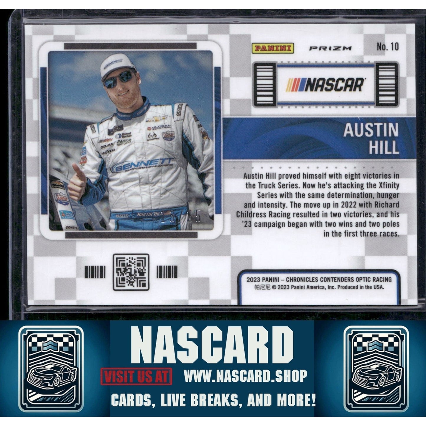 2023 Panini Chronicles #10 Austin Hill Contenders Optic Purple - NASCARD.shop