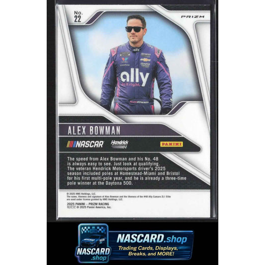 2025 Panini Prizm #22 Alex Bowman White Sparkle