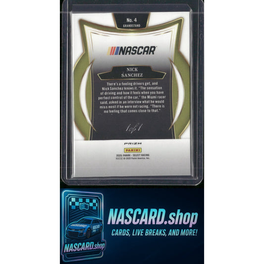 2025 Select Racing #4 Nick Sanchez Granstand Black Prizms #1/1 - NASCARD.shop