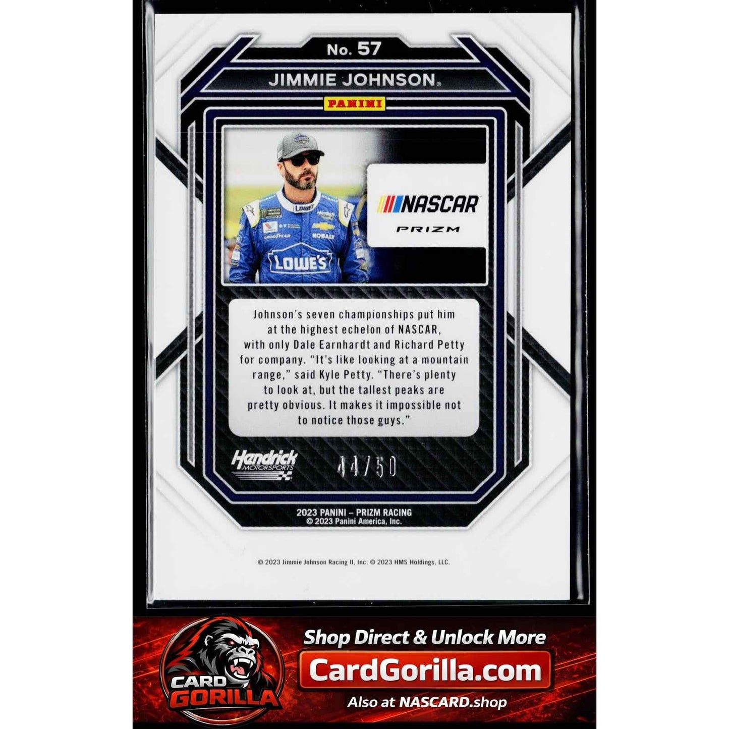 2023 Panini Prizm #57 Jimmie Johnson Checkered Flag Prizm #/50