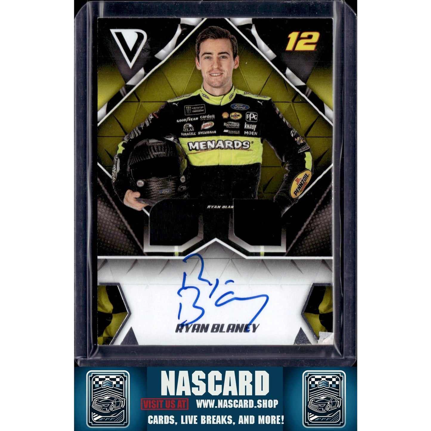 2019 Panini Victory Lane #DSS-RB Ryan Blaney Dual Swatch Signatures - NASCARD.shop