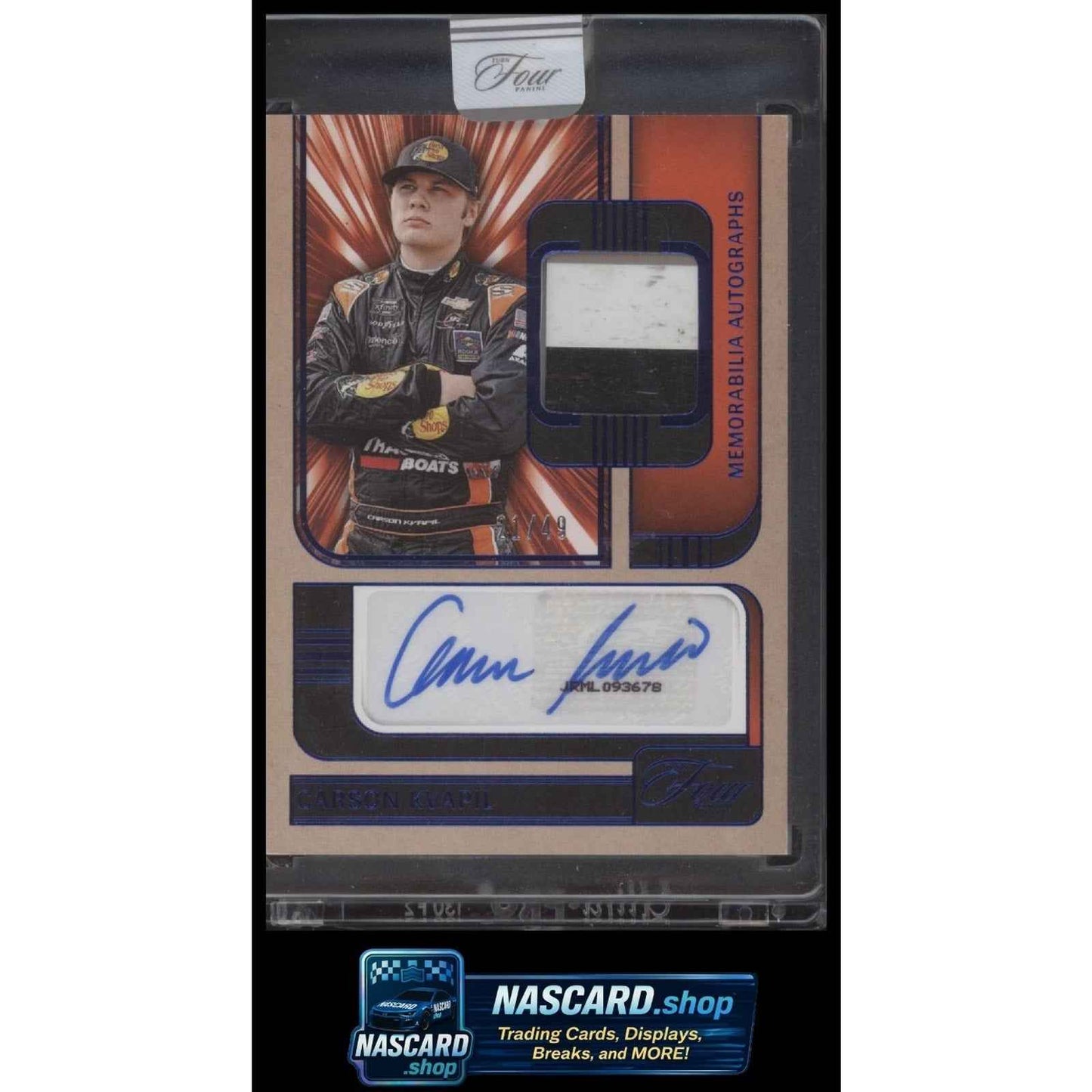 2025 Panini Turn Four #MA-CKP Carson Kvapil Memorabilia Autographs Blue #/49