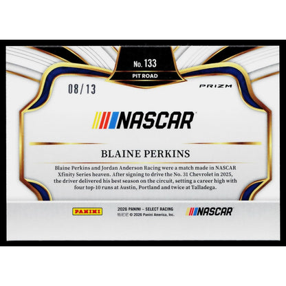 2026 Panini Select #133 Blaine Perkins Gold Power Plaid #/13