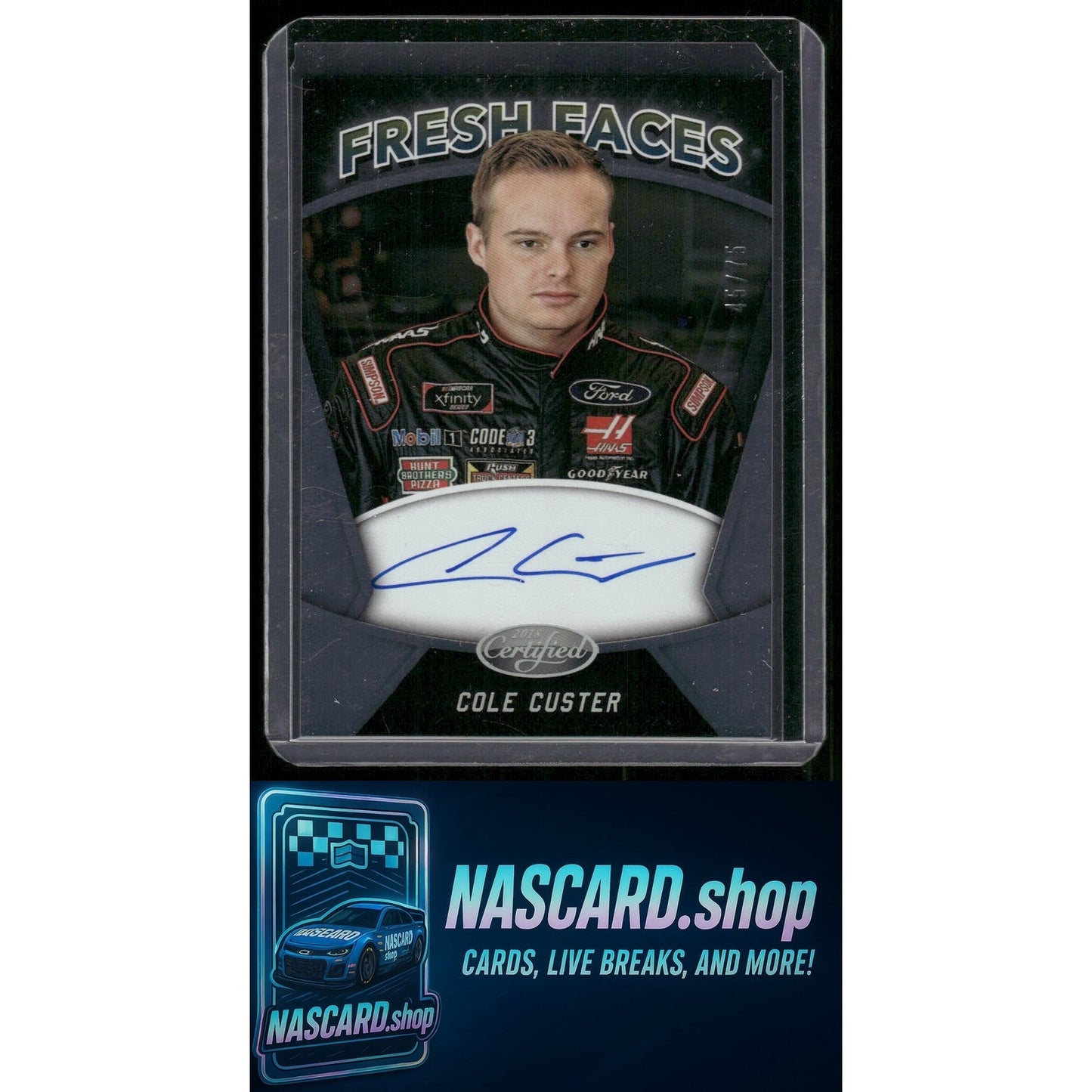 2018 Panini Certified #FFS-CC Cole Custer Fresh Faces Signatures #/75 RC