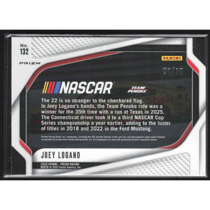2025 Panini Prizm Rides #132 Joey Logano Blue Shimmer #/10