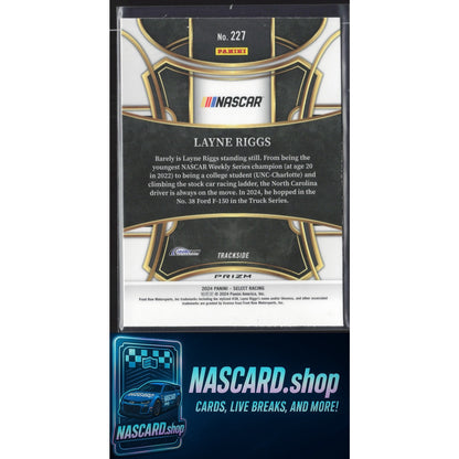 2024 Panini Select Trackside #227 Layne Riggs Zebra Prizms RC SSP
