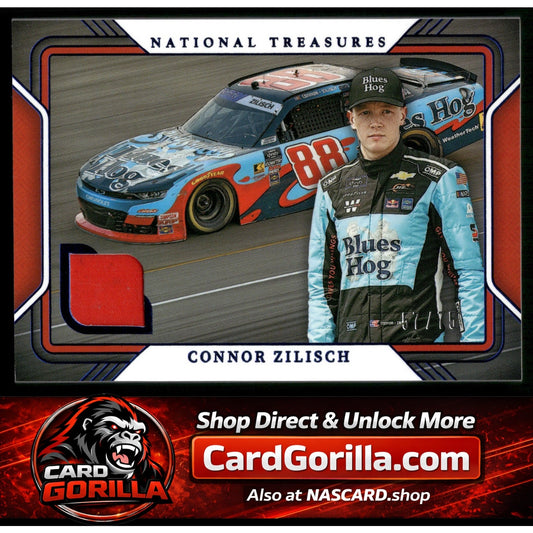 2025 Panini National Treasures #TG-CZC Connor Zilisch Track Gear Blue #/75