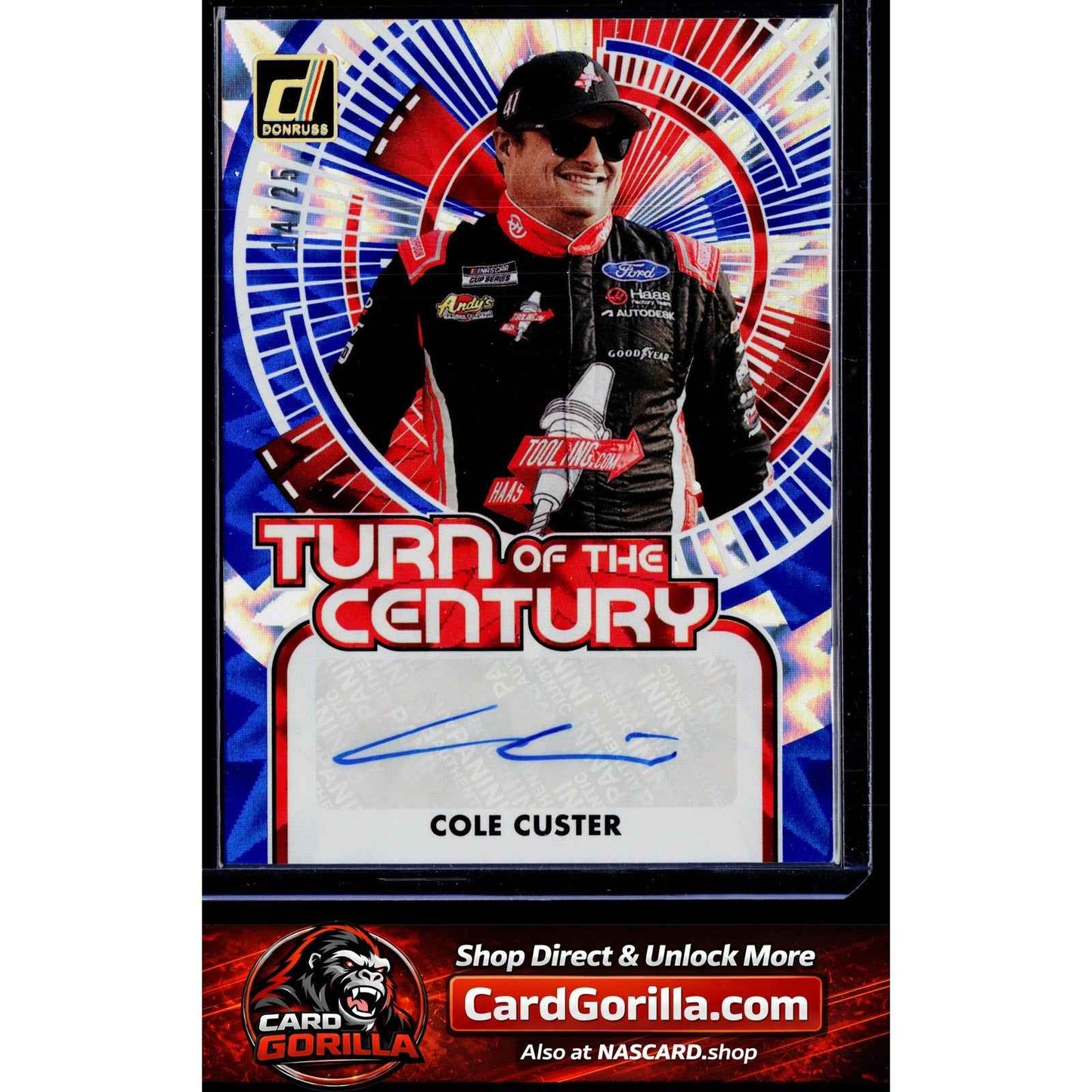 2026 Donruss Cole Custer Turn of the Century Signatures Blue Xplosion #/25