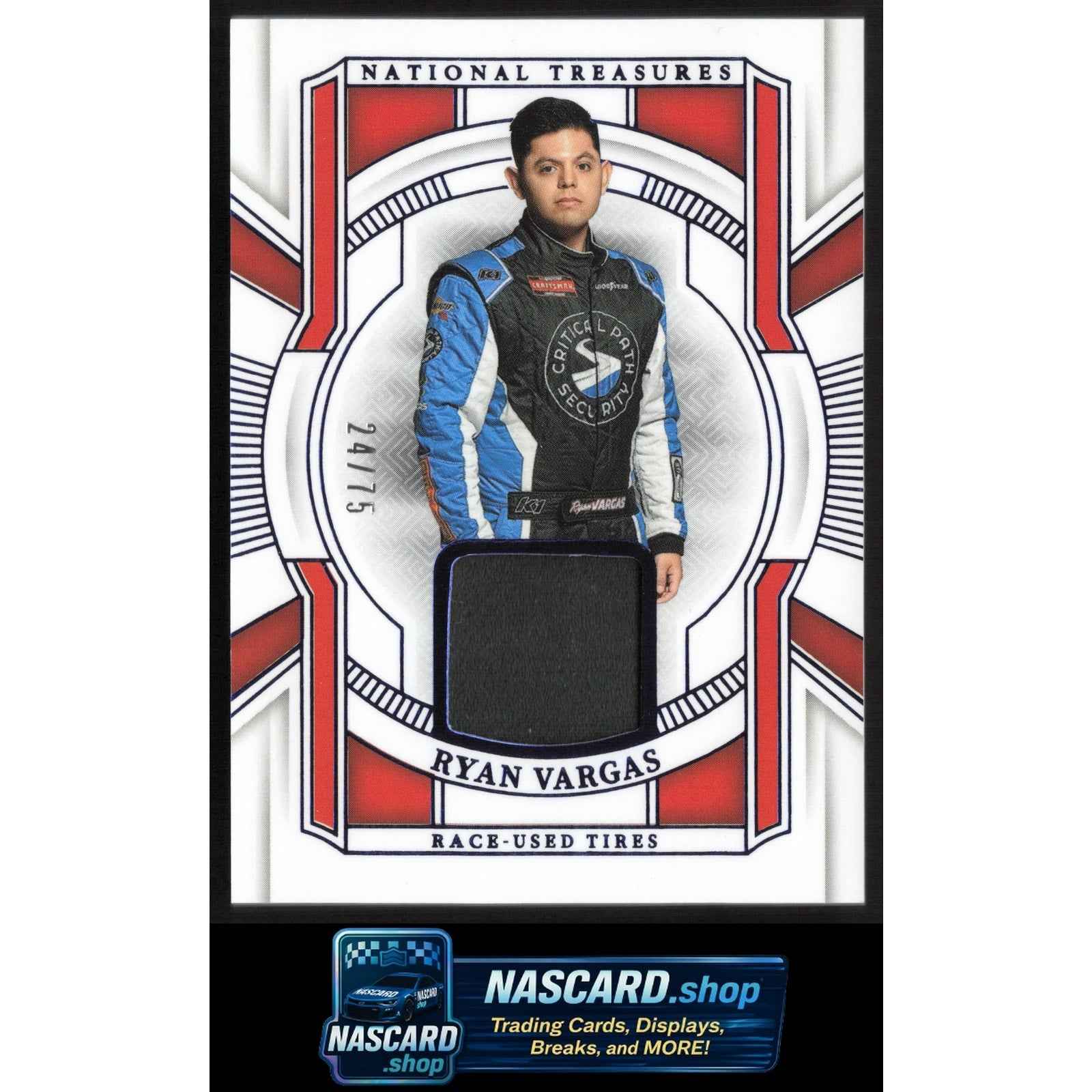 2025 Panini National Treasures #RUT-RVG Ryan Vargas Race Used Tires Blue #/75