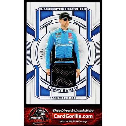 2025 Panini National Treasures #RUT-DHN Denny Hamlin Race Used Tires Blue #/75