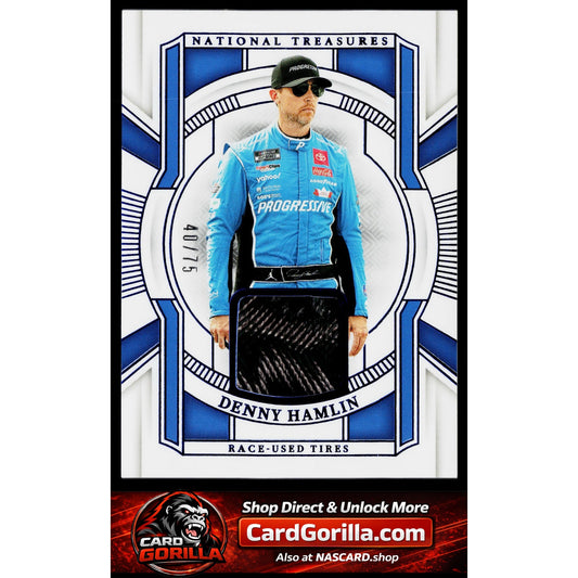 2025 Panini National Treasures #RUT-DHN Denny Hamlin Race Used Tires Blue #/75