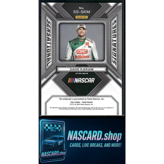 2024 Panini Prizm #SS-SKM Sage Karam Sensational Signatures