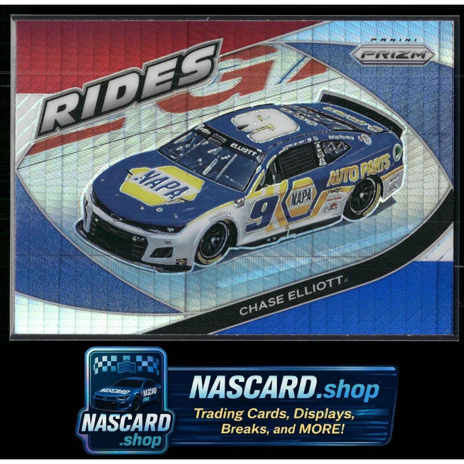 2022 Panini Prizm #61 Chase Elliott Hyper Prizm Red White and Blue