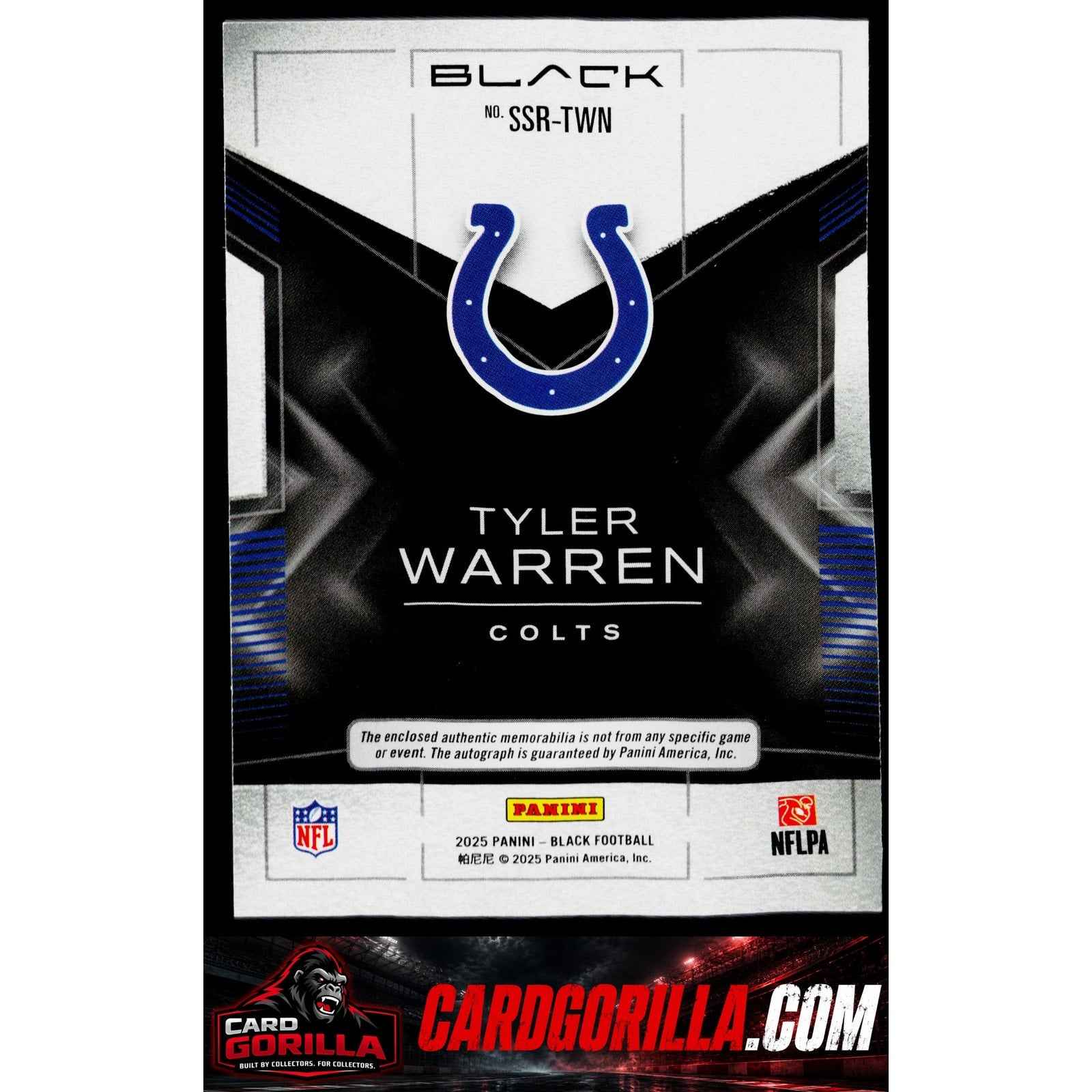 2025 Panini Black Tyler Warren Sizeable Signatures Rookie Jersey Royal #/50