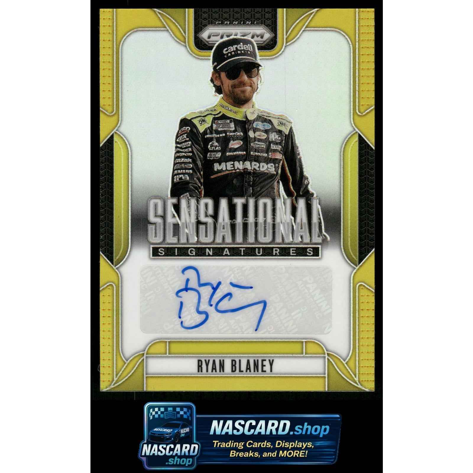 2025 Panini Prizm #SS-RBY Ryan Blaney Sensational Signatures Gold #/10