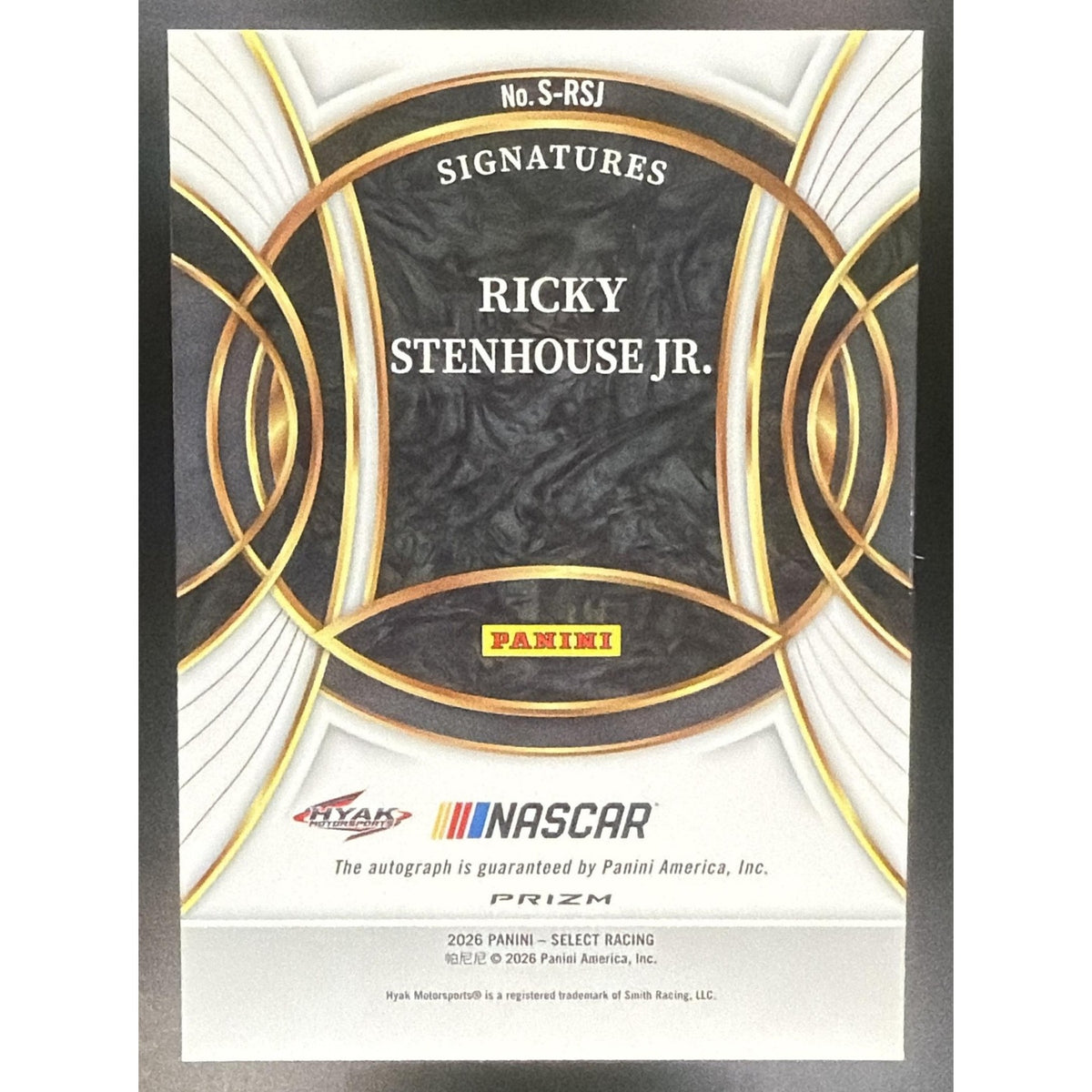 2026 Panini Select NASCAR Ricky Stenhouse Jr. #S-RSJ Signatures Ice Prizms Auto