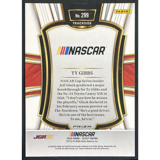 2026 Panini Select NASCAR Ty Gibbs #299 Trackside Silver Logo