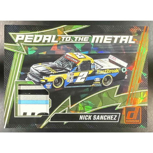 2025 Panini Donruss NASCAR Nick Sanchez Pedal to the Metal Materials Orange Ice