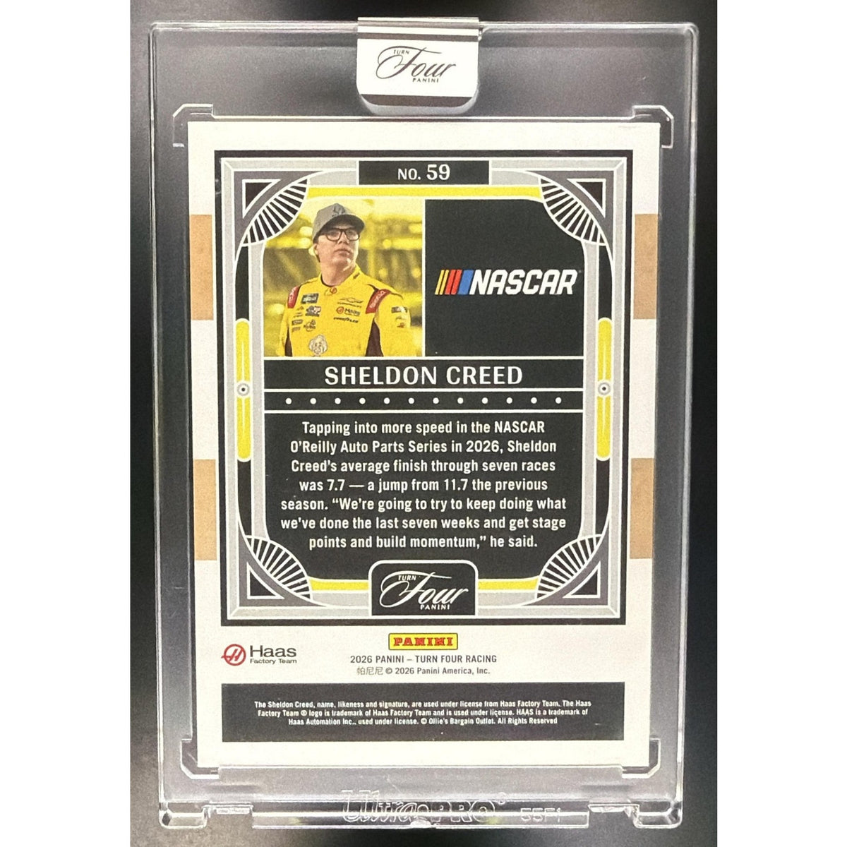 2026 Panini Turn Four Racing Sheldon Creed #59 Holo Silver 19/49