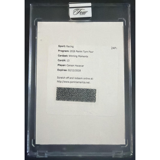 2026 Panini Turn Four Racing Carson Hocevar Winning Moments /49 Auto Redemption