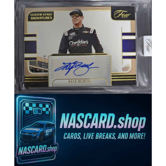 2025 Panini Turn Four #CSS-KBC Kyle Busch Center Stage Signatures Gold #/10
