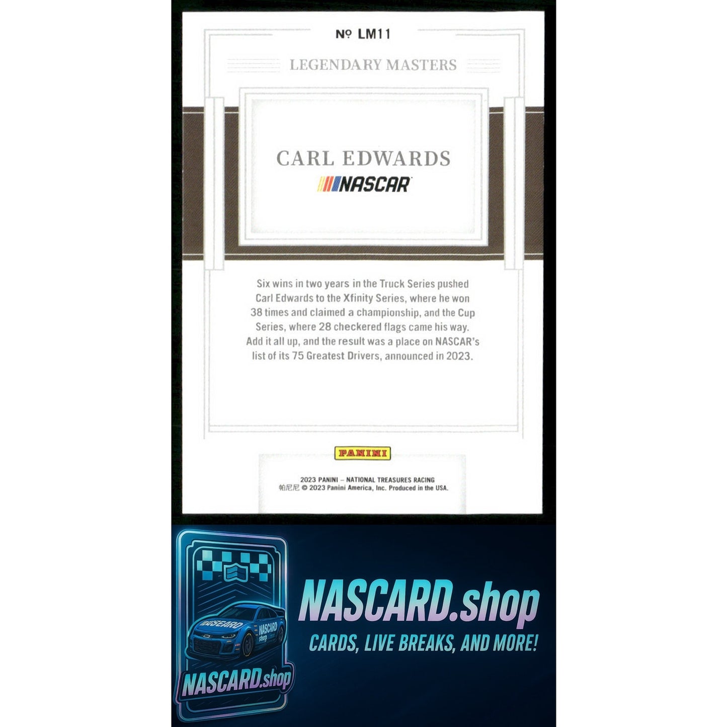 2023 Panini National Treasures #LM11 Carl Edwards Legendary Masters #/25