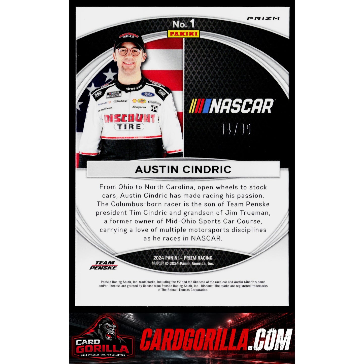 2024 Panini Prizm #1 Austin Cindric National Pride Red #/99